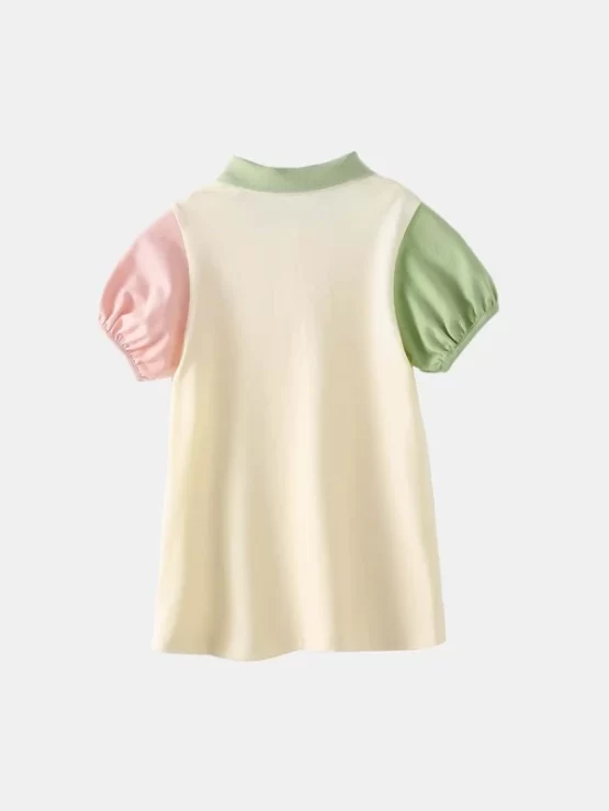 Toddler Girls Color Block & Cartoon Graphic Puff Sleeve Dress - Image 2