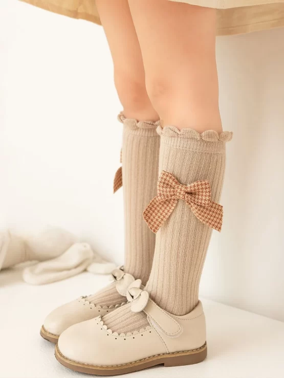Toddler Girls Bow Over The Calf Decor Socks - Image 3