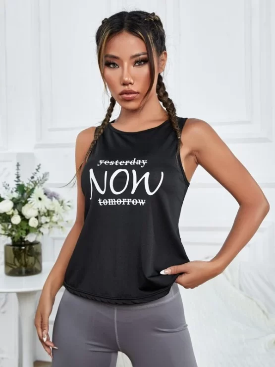 Letter Graphic Twist Back Sports Tank Top - Image 3