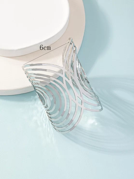 Fashionable One Piece Hollow Out Cuff Bangle - Image 3