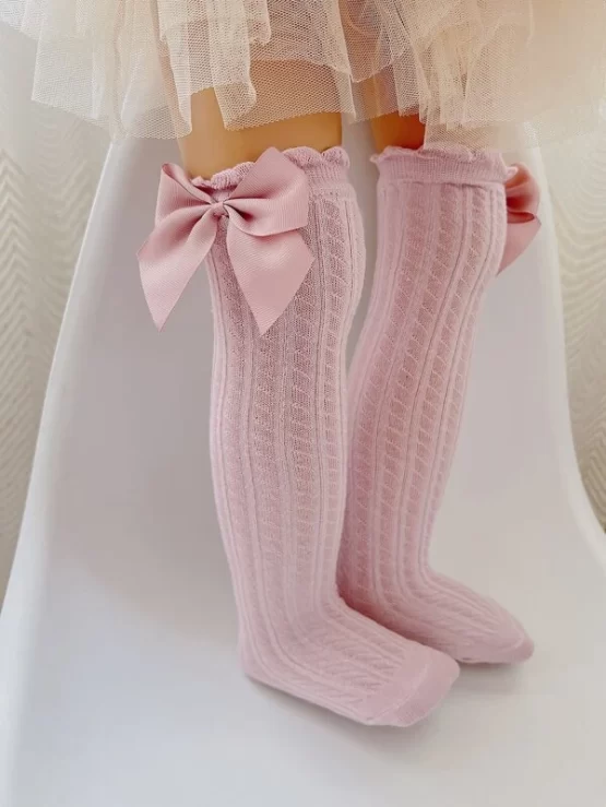 Three Pairs Toddler Girls Bow Decor Over The Knee Socks - Image 2
