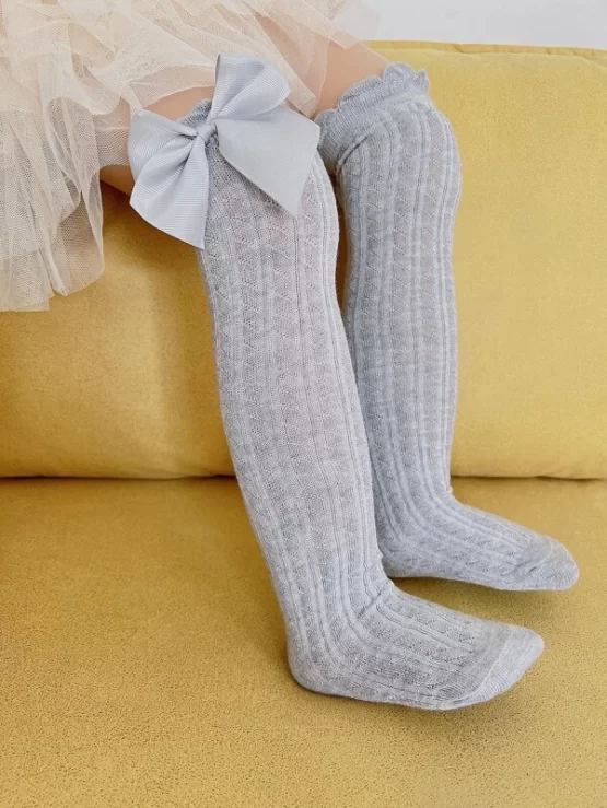 Three Pairs Toddler Girls Bow Decor Over The Knee Socks - Image 3