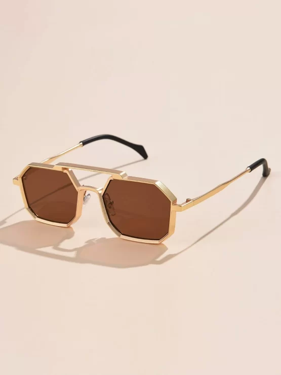 Top Bar Geometric Frame Fashion Glasses - Image 4