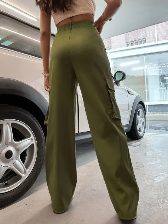 Letter Patched Detail Flap Pocket Cargo Pants - Image 2