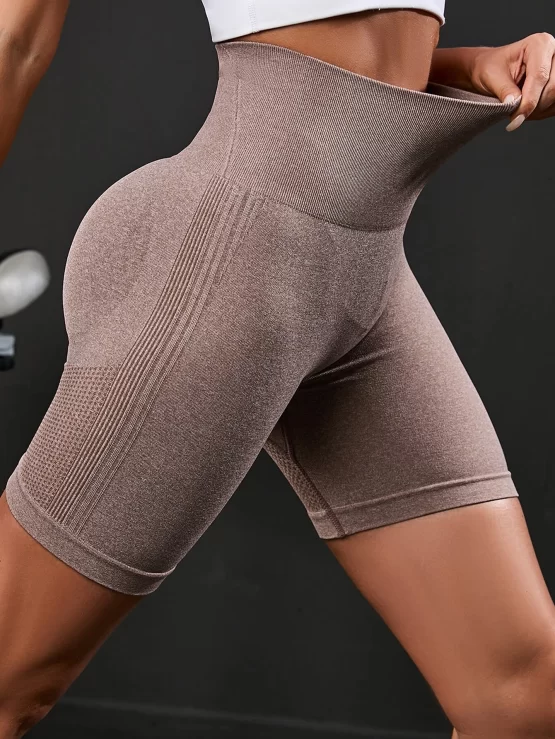 Seamless Ruched Skinny Sports Biker Shorts - Image 3