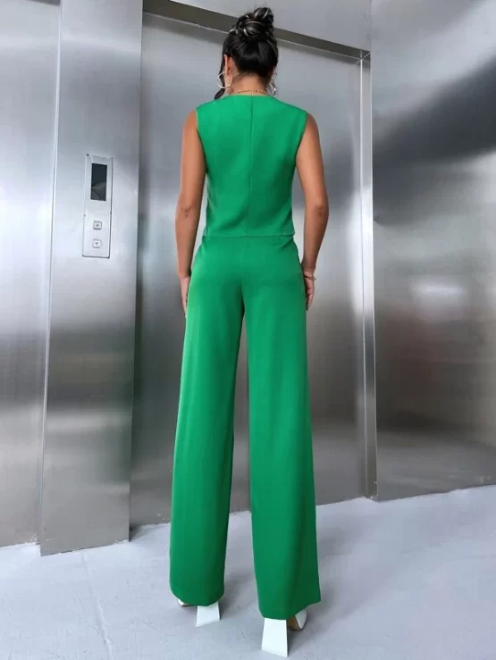 Button Front Vest Blazer & Tailored Pants - Image 3