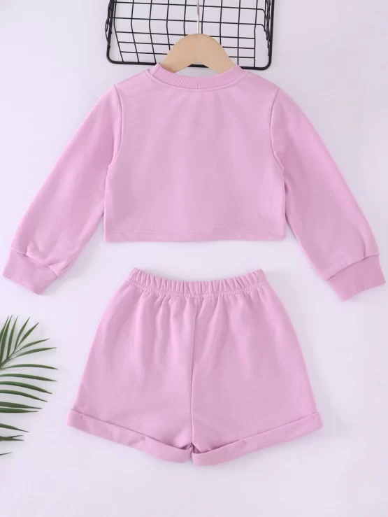 Toddler Girls Letter Graphic Sweatshirt & Shorts - Image 2