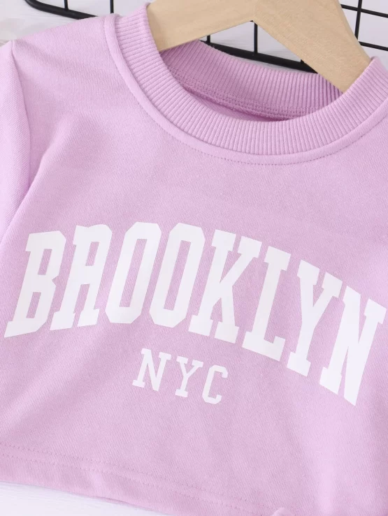 Toddler Girls Letter Graphic Sweatshirt & Shorts - Image 3