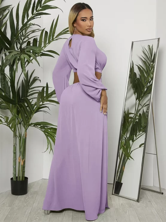 Surplice Sexy Neck Split Cut Out Thigh Dress - Image 3