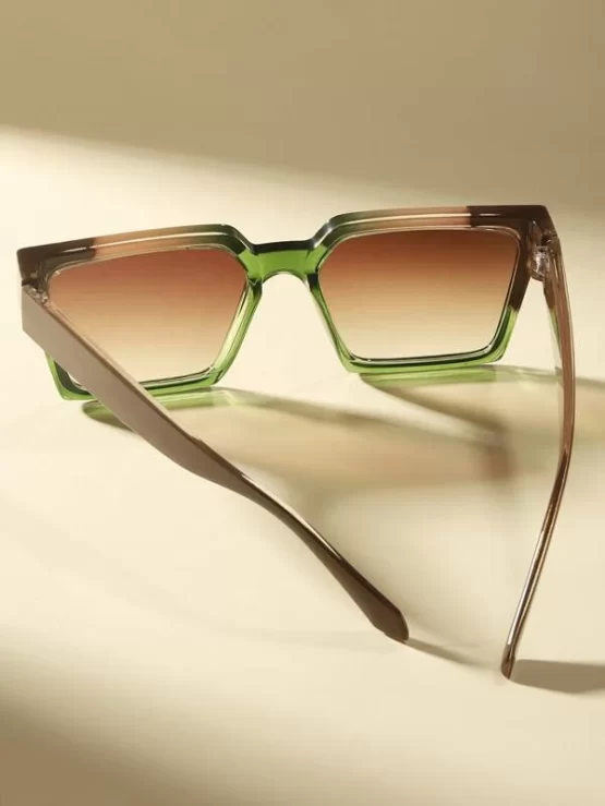 Color Block Square Frame Fashion Glasses - Image 2