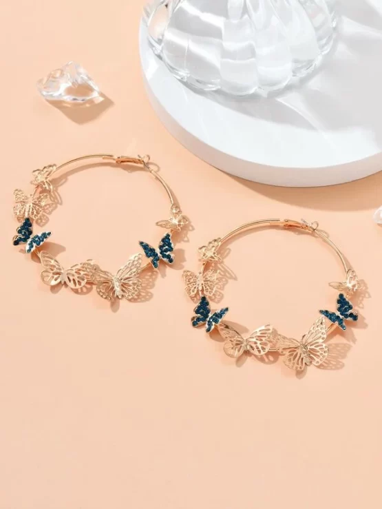Hollow Out Butterfly Hoop Decor Earrings - Image 3