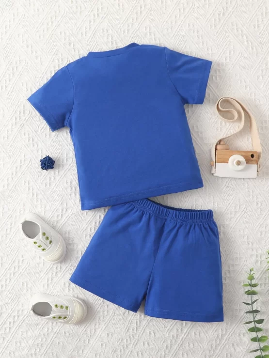 Baby Casual Solid Quarter Button Tee & Shorts - Image 4
