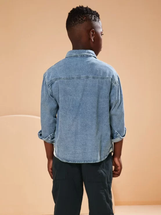 SOLOCOTE Boys Flap Pocket Denim Jacket - Image 3