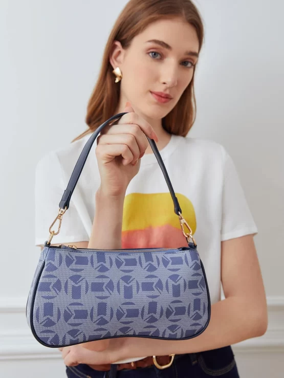 MOTF X Nour Geometric Pattern Baguette Bag - Image 5