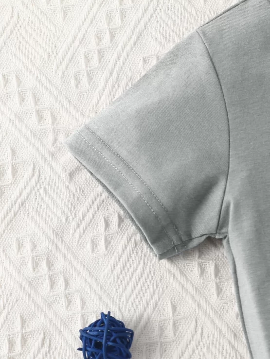 Baby Casual Solid Quarter Button Tee & Shorts - Image 2