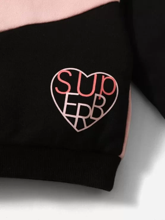 Baby Casual Color Block Letter Graphic Hoodie - Image 3