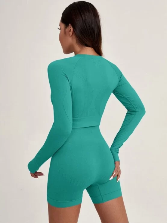 Quick-Drying Seamless High Stretch Thumb Holes Sports Set - Image 4