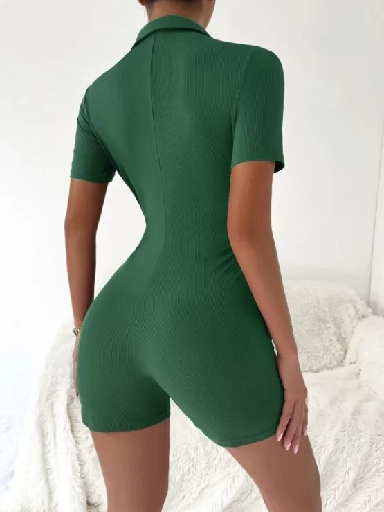 Surplice Collar Neck Tie Side Unitard Romper - Image 6