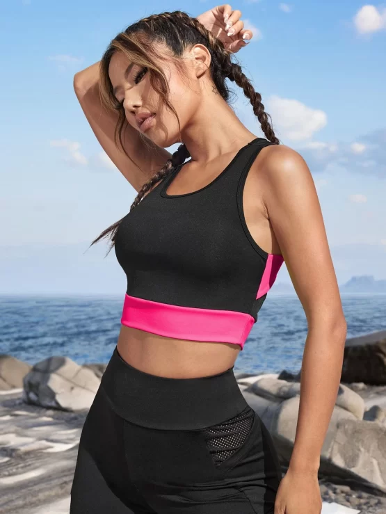 Color Block Cut Out Back Sports Tank Top - Image 3