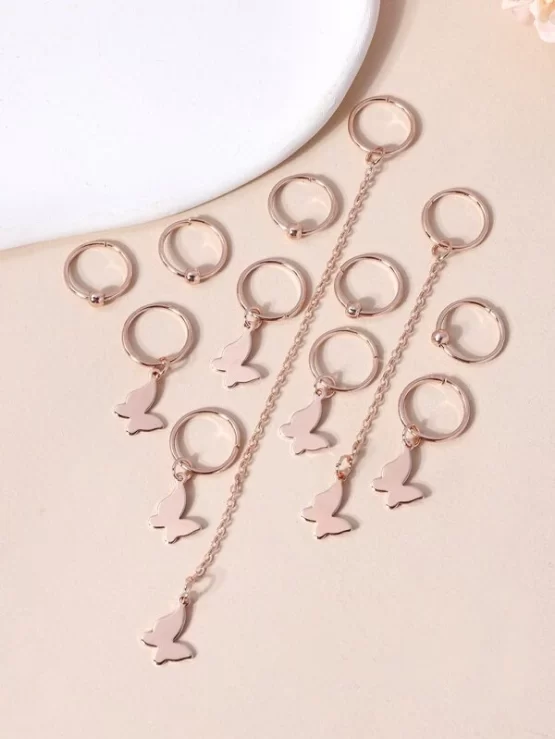 Twelve Pieces Butterfly Decor Hair Ring - Image 2