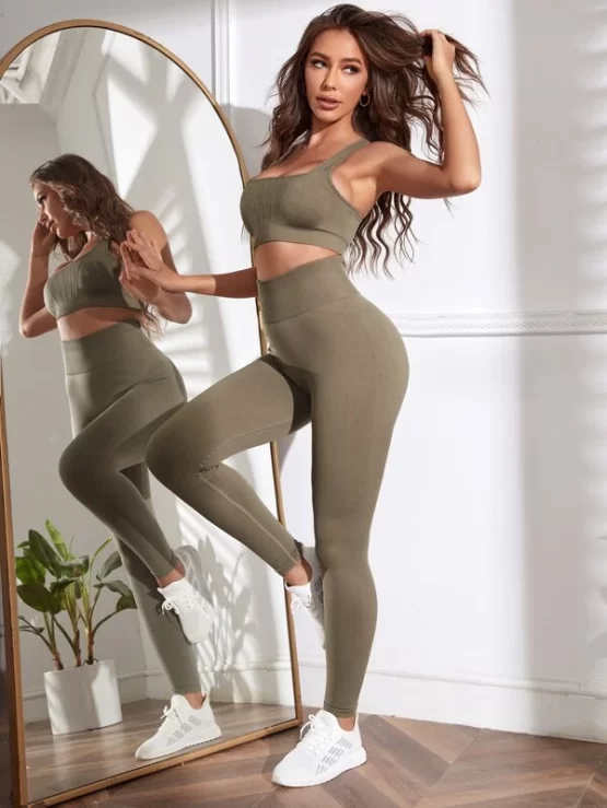 Criss Cross Back Tummy Control Sports Set - Image 3
