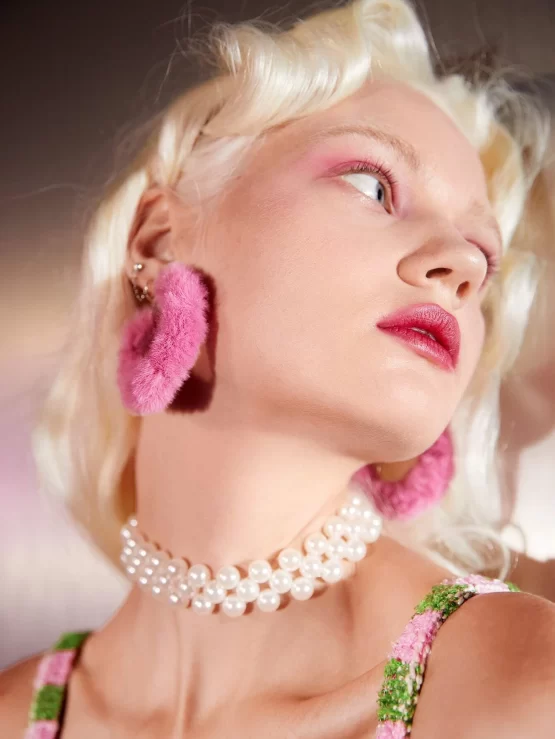 Fluffy Fashionable Hoop Faux Fur Earrings - Image 2