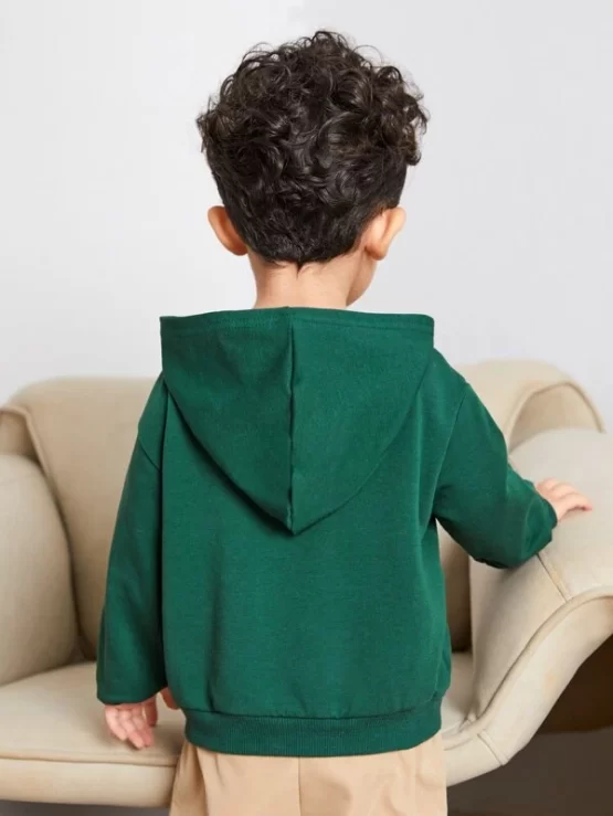 Baby Plain Casual Pocket Patched Detail Hoodie - Image 3