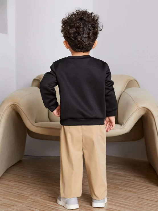 Baby Letter Graphic Pullover & Solid Pants - Image 2