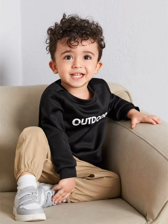 Baby Letter Graphic Pullover & Solid Pants - Image 3