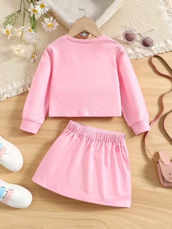 Toddler Girls Unicorn Print Sweatshirt & Skirt - Image 2