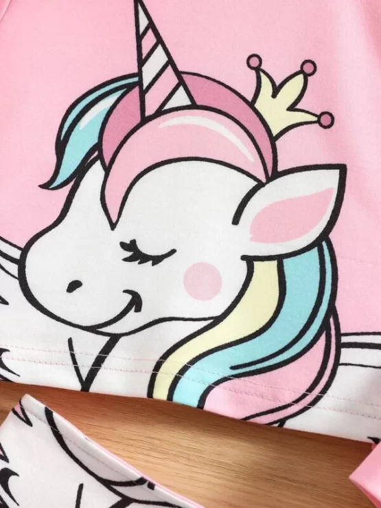 Toddler Girls Unicorn Print Sweatshirt & Skirt - Image 3