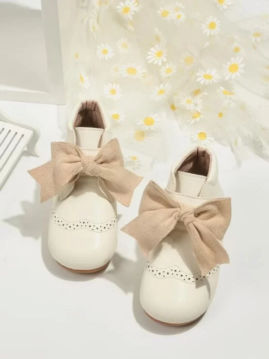 Girls Bow Hook Loop Hollow Out Decor Boots - Image 2