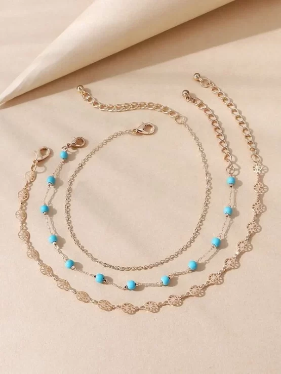 Three Pieces Hollow Out Round Decor Anklet - Image 2