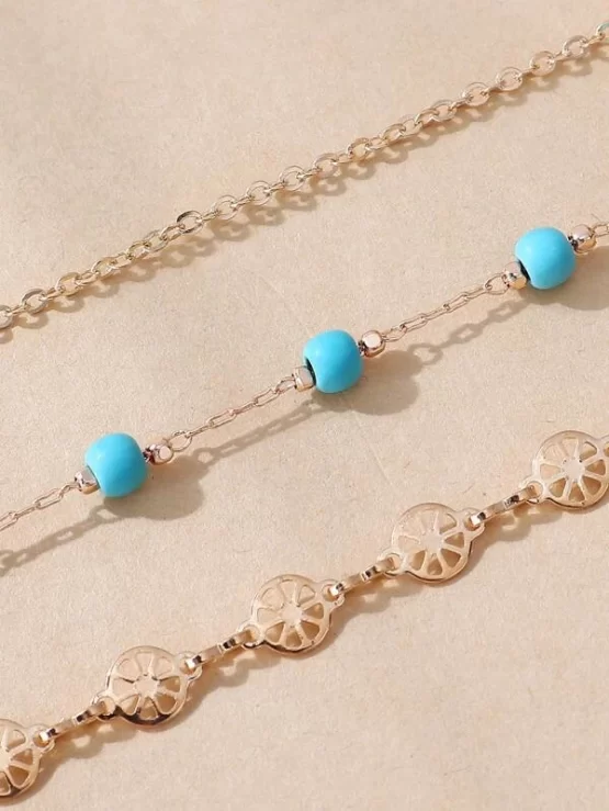 Three Pieces Hollow Out Round Decor Anklet - Image 3