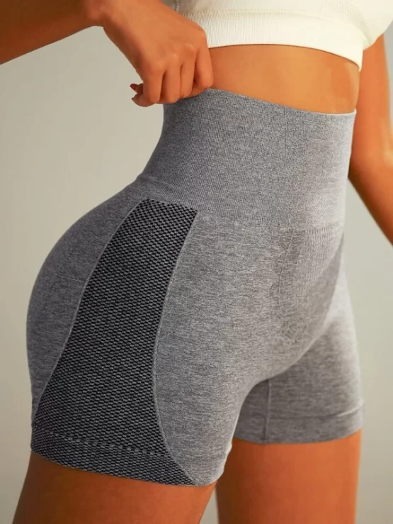 Color Block Wideband Waist Sports Shorts - Image 2