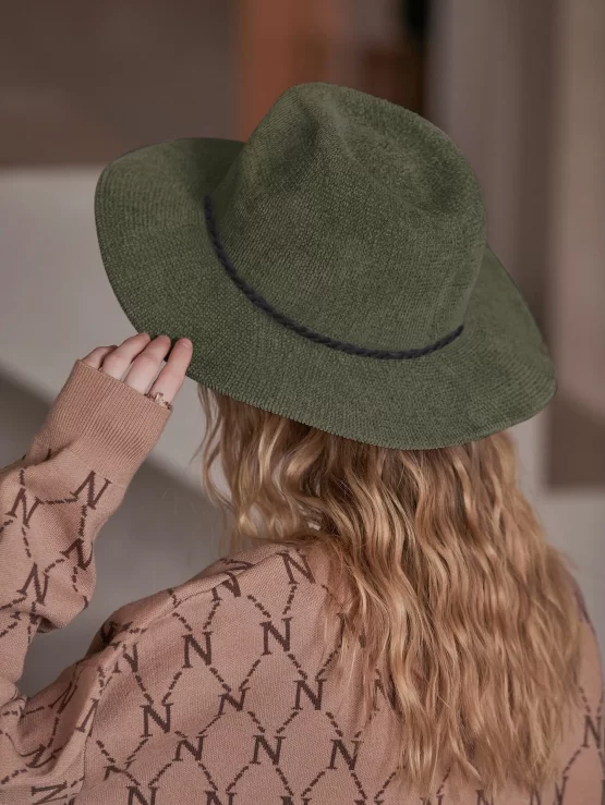 Braided Plain Casual Detail Fedora Hat - Image 2