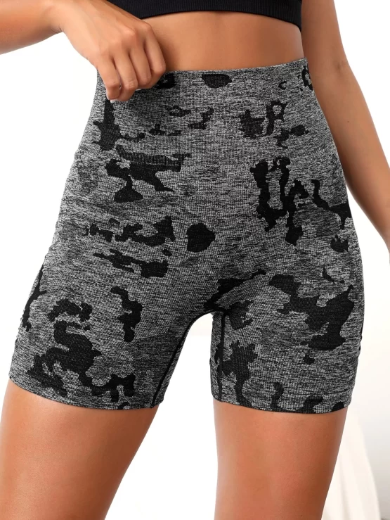 Camo Print Scrunch Butt Tummy Control Sports Shorts - Image 2