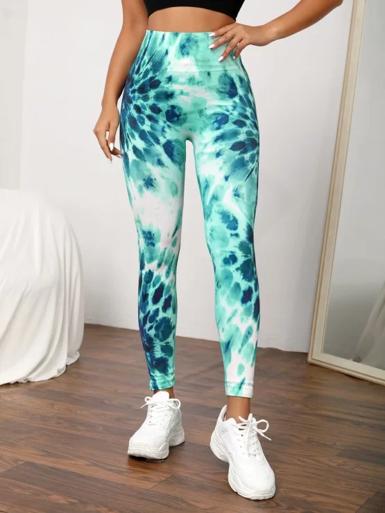 Tie Dye Scrunch Butt Tummy Control Sports Leggings - Image 2