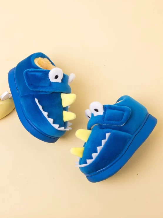 Boys Cartoon Design Hook-and-loop Fastener Plush Inside Novelty Slippers - Image 3