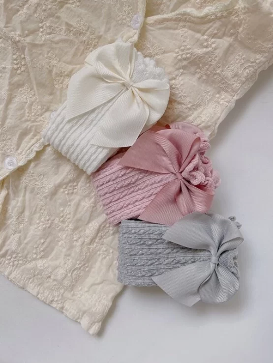 Three Pairs Toddler Girls Bow Decor Over The Knee Socks
