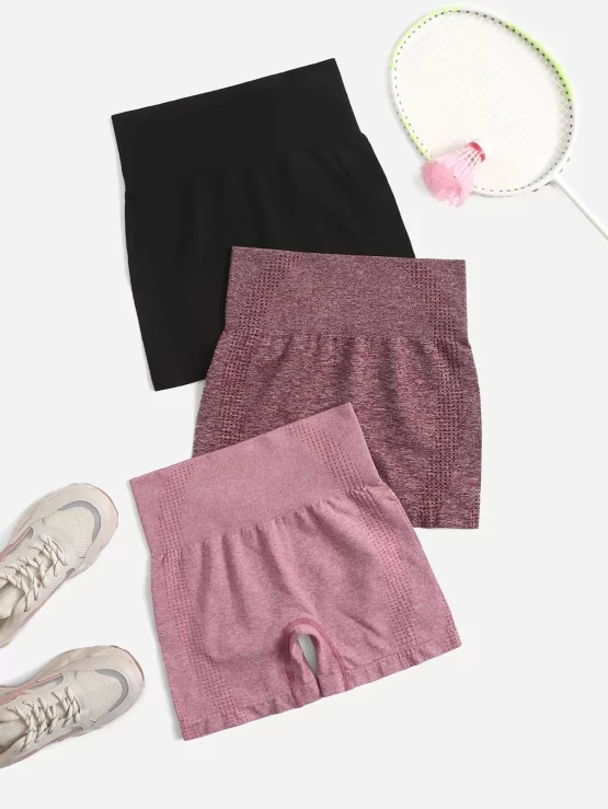 Three Pieces Seamless Breathable Sports Shorts