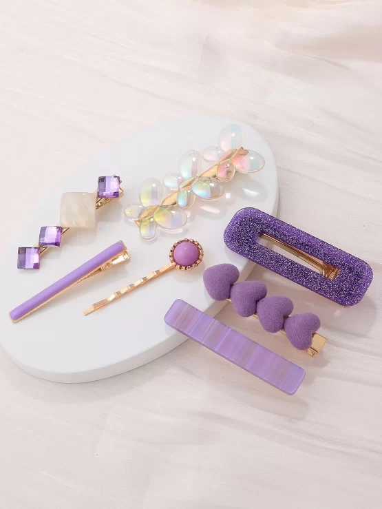 Seven Pieces Heart & Butterfly Decor Hair Clip