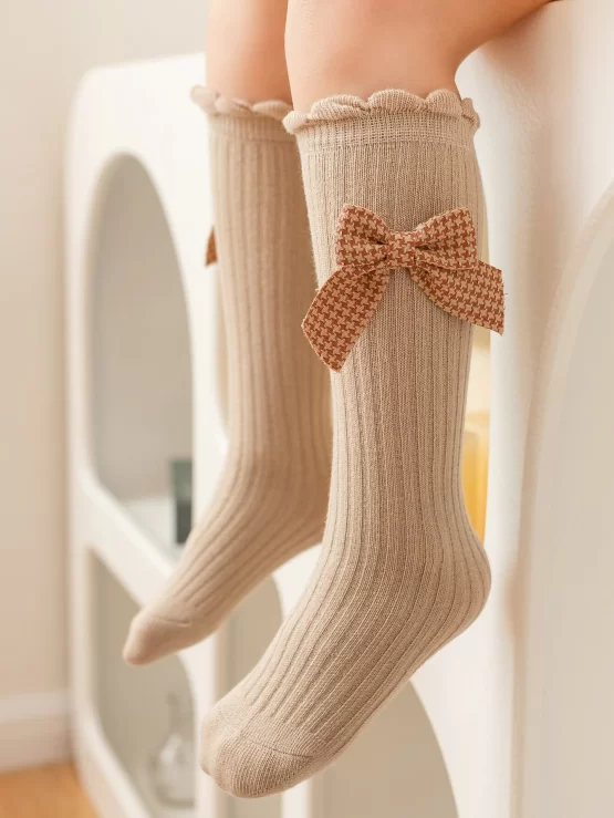 Toddler Girls Bow Over The Calf Decor Socks