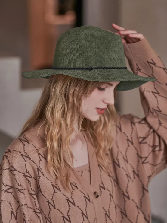Braided Plain Casual Detail Fedora Hat