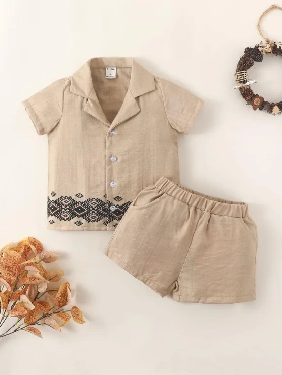 Baby Geometric Boho Print Blouse & Shorts
