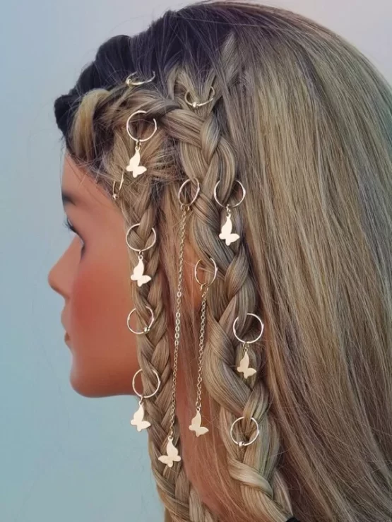 Twelve Pieces Butterfly Decor Hair Ring