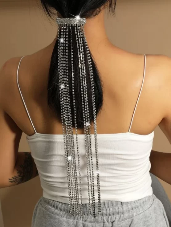 Rhinestone Glamorous Copper Tassel Hair Clip