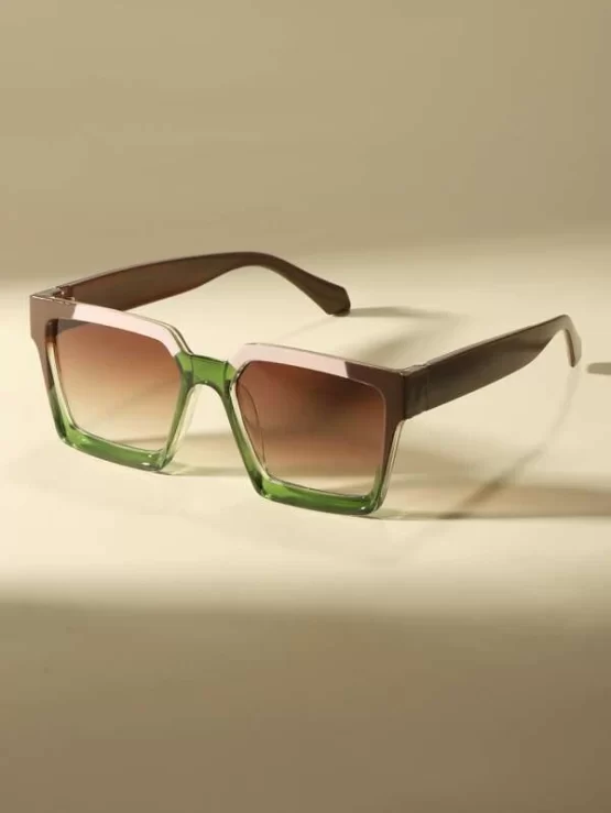 Color Block Square Frame Fashion Glasses
