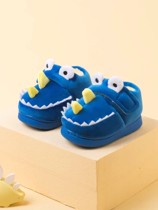 Boys Cartoon Design Hook-and-loop Fastener Plush Inside Novelty Slippers