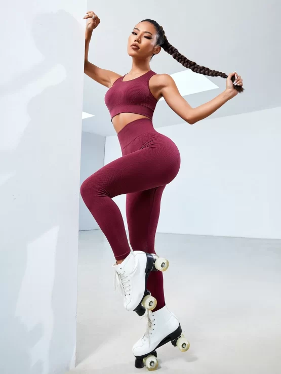 Criss Cross Back Wide Waistband Sports Set